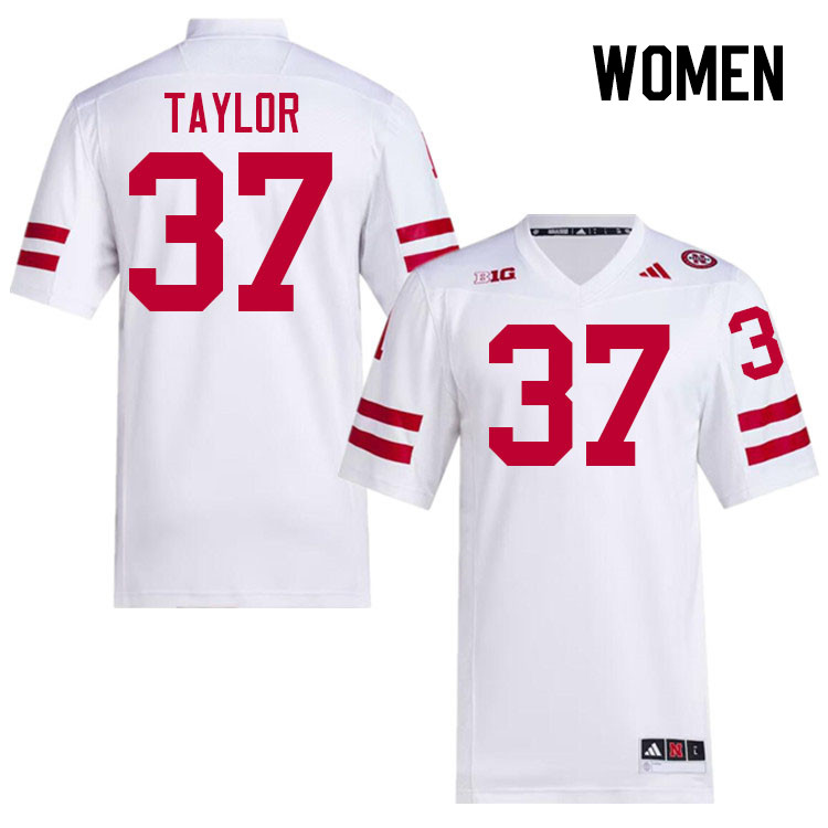 Women #37 Evan Taylor Nebraska Cornhuskers College Football Jerseys Stitched Sale-White